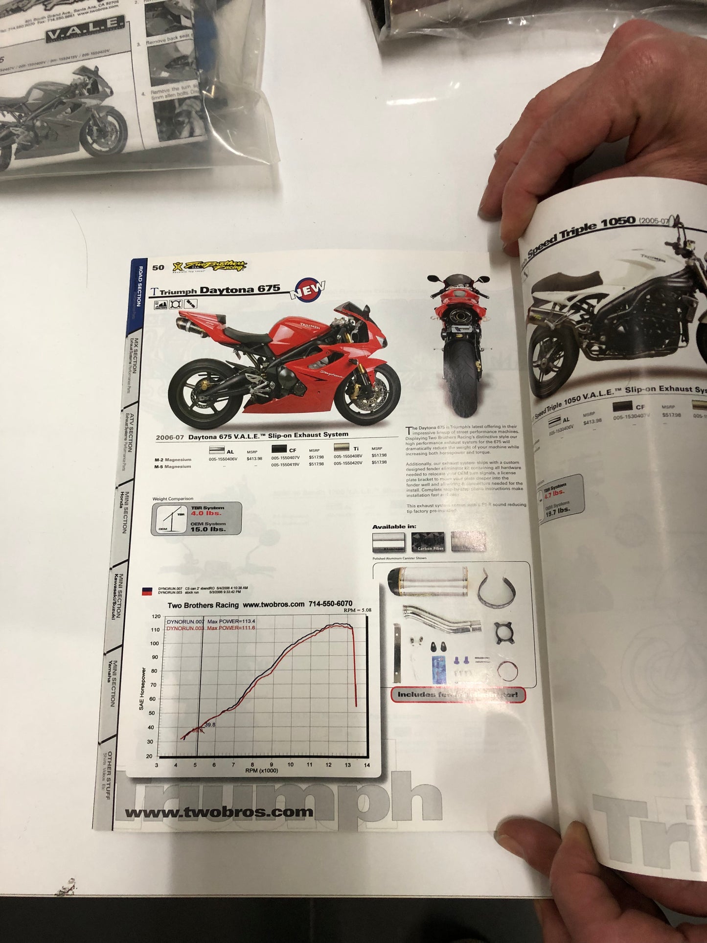 Two Brothers Triumph Daytona 675 '06-'07 V.A.L.E S/0 M5 Titanium Slip On Exhaust 005-1550420V