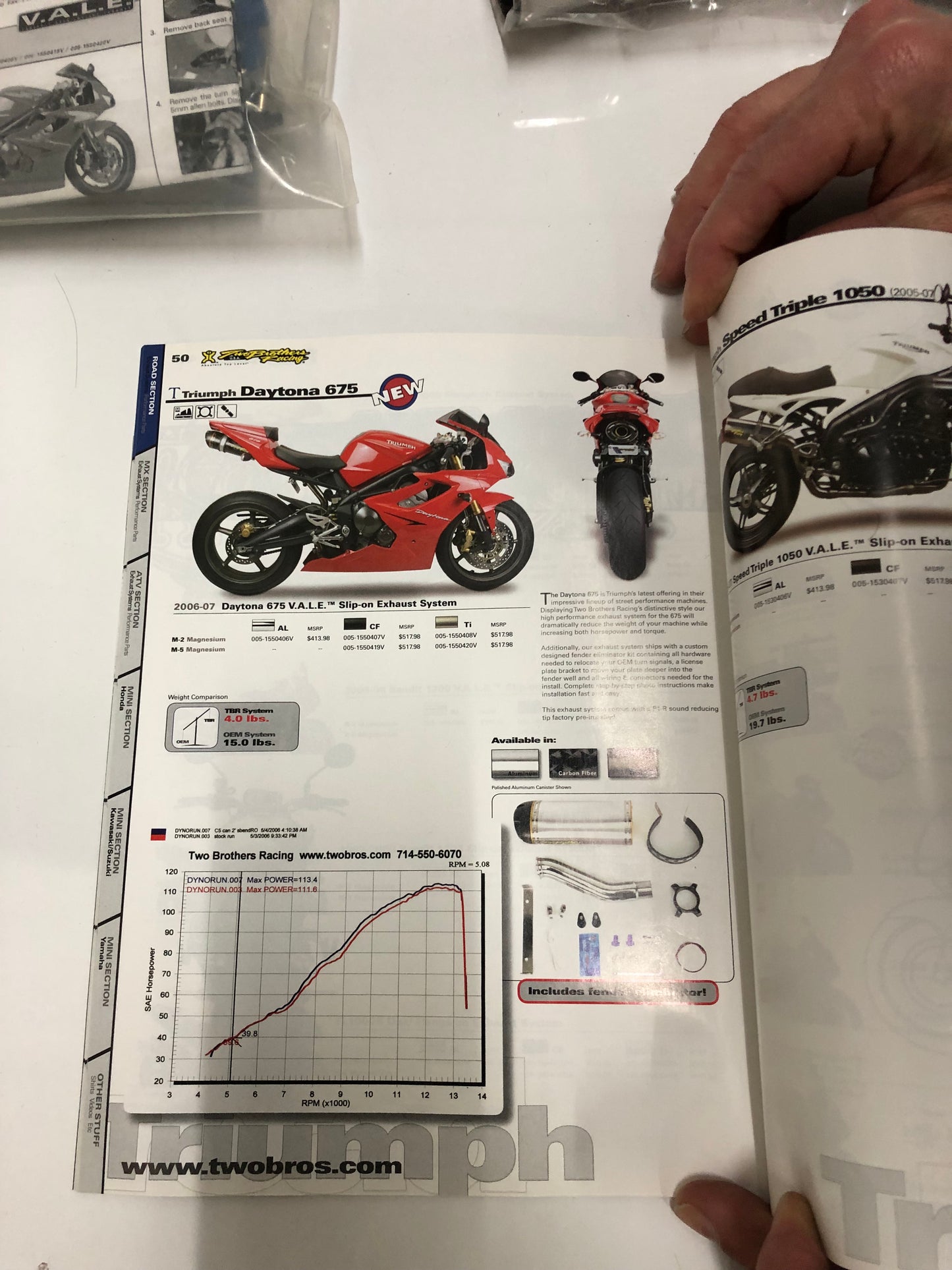 Two Brothers Triumph Daytona 675 '06-'07 V.A.L.E S/0 M5 Titanium Slip On Exhaust 005-1550420V