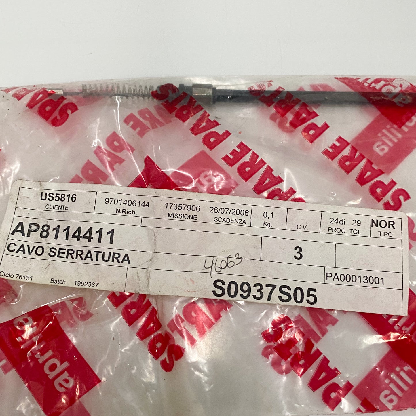 Aprilia Lock Cable AP8114411