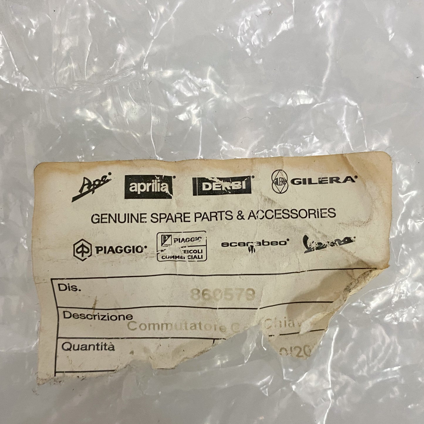 Aprilia Ignition Switch Kit Scarabeo 50cc 860579
