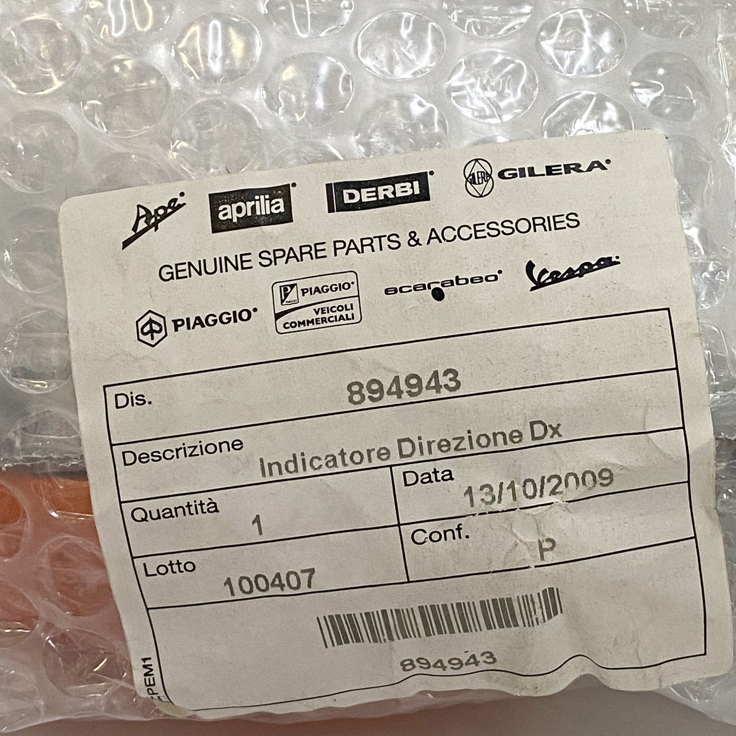 Aprilia Rear RH Turn Indicator 894943