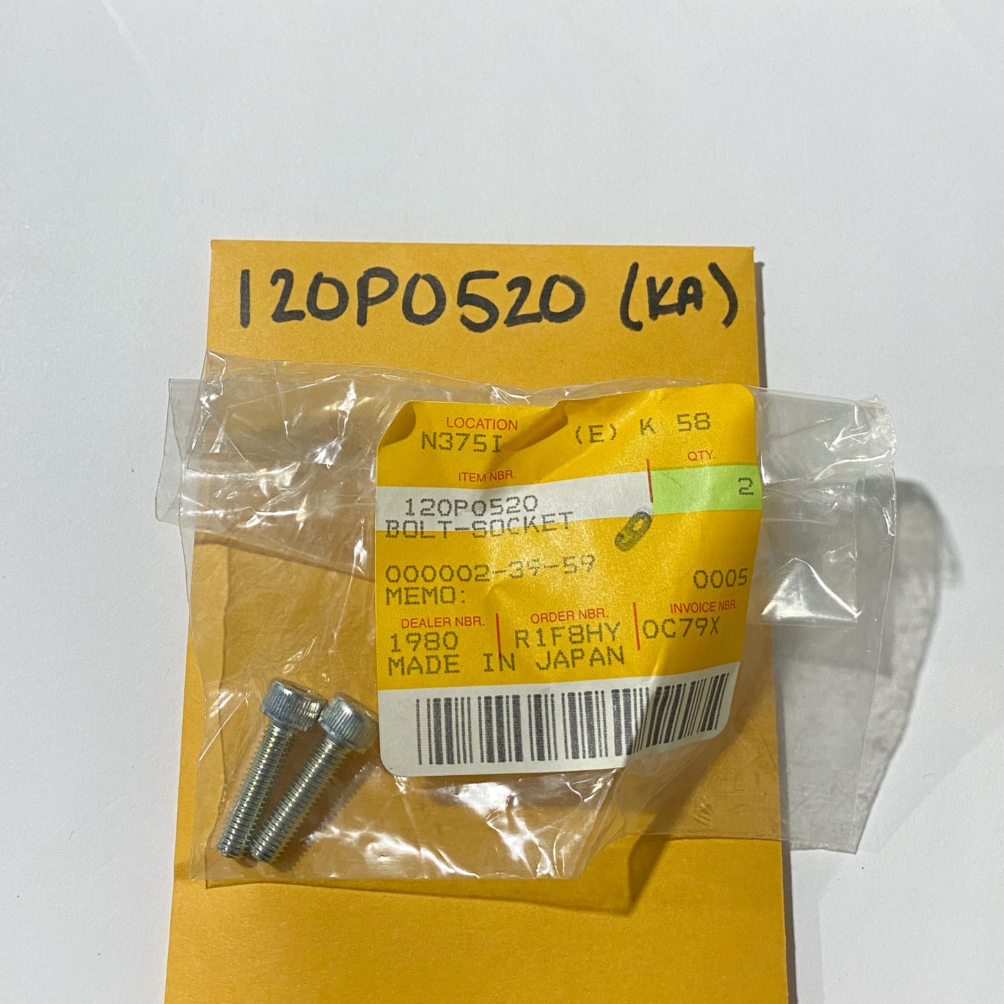 KAWASAKI BOLT-SOCKET,5X20 120P0520 QTY 2