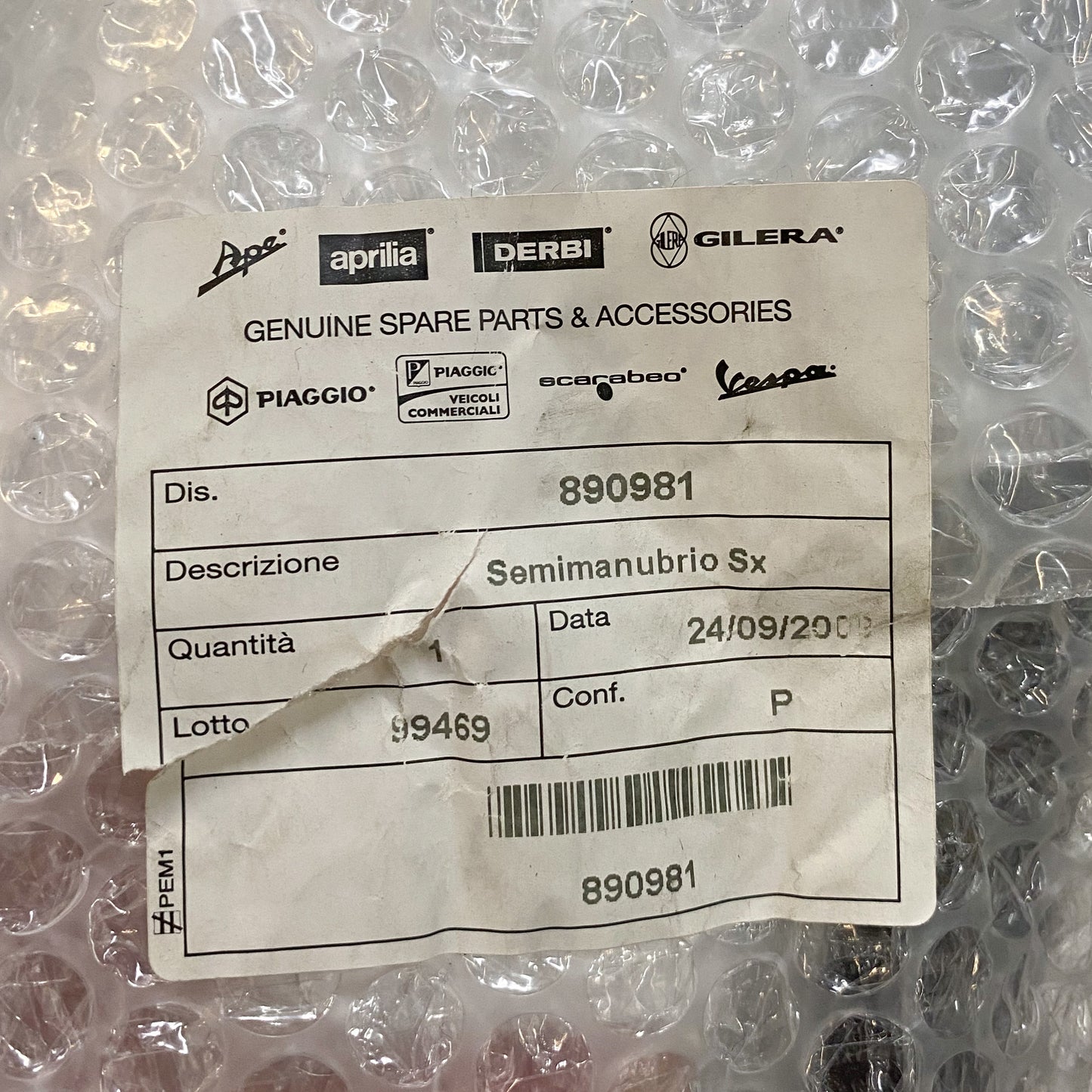 Aprilia LH Handlebar 890981