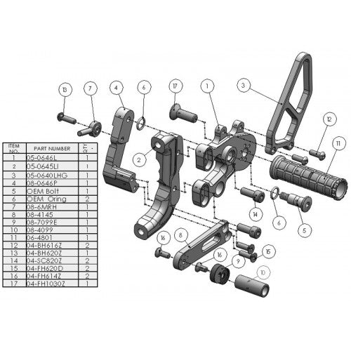 Woodcraft GP-Shift Rearset Kit - Ducati Panigale 899/1199/R