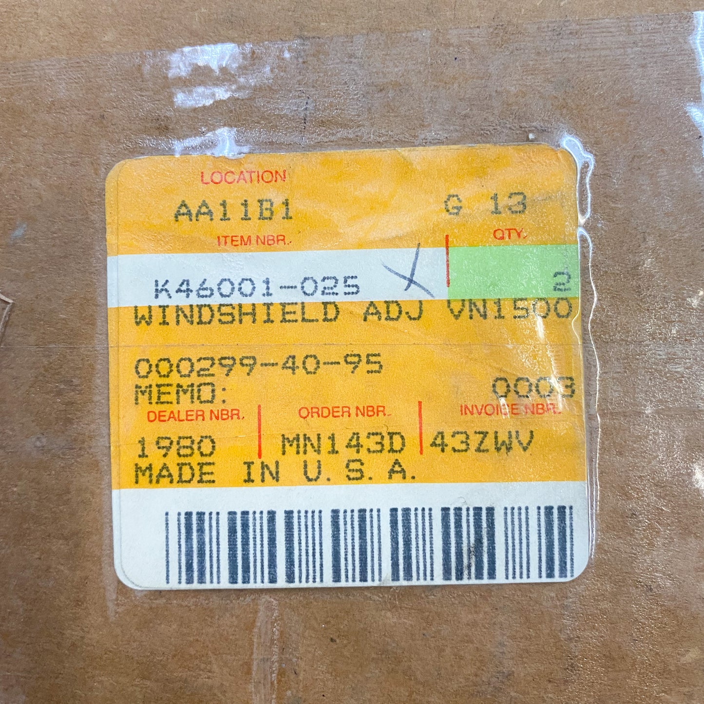 Kawasaki Vulcan VN1500N Adj Windscreen K46001-025