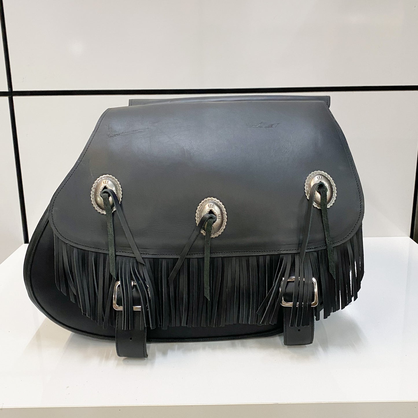 US. Saddlebag Co. Fringe Leather Saddlebags