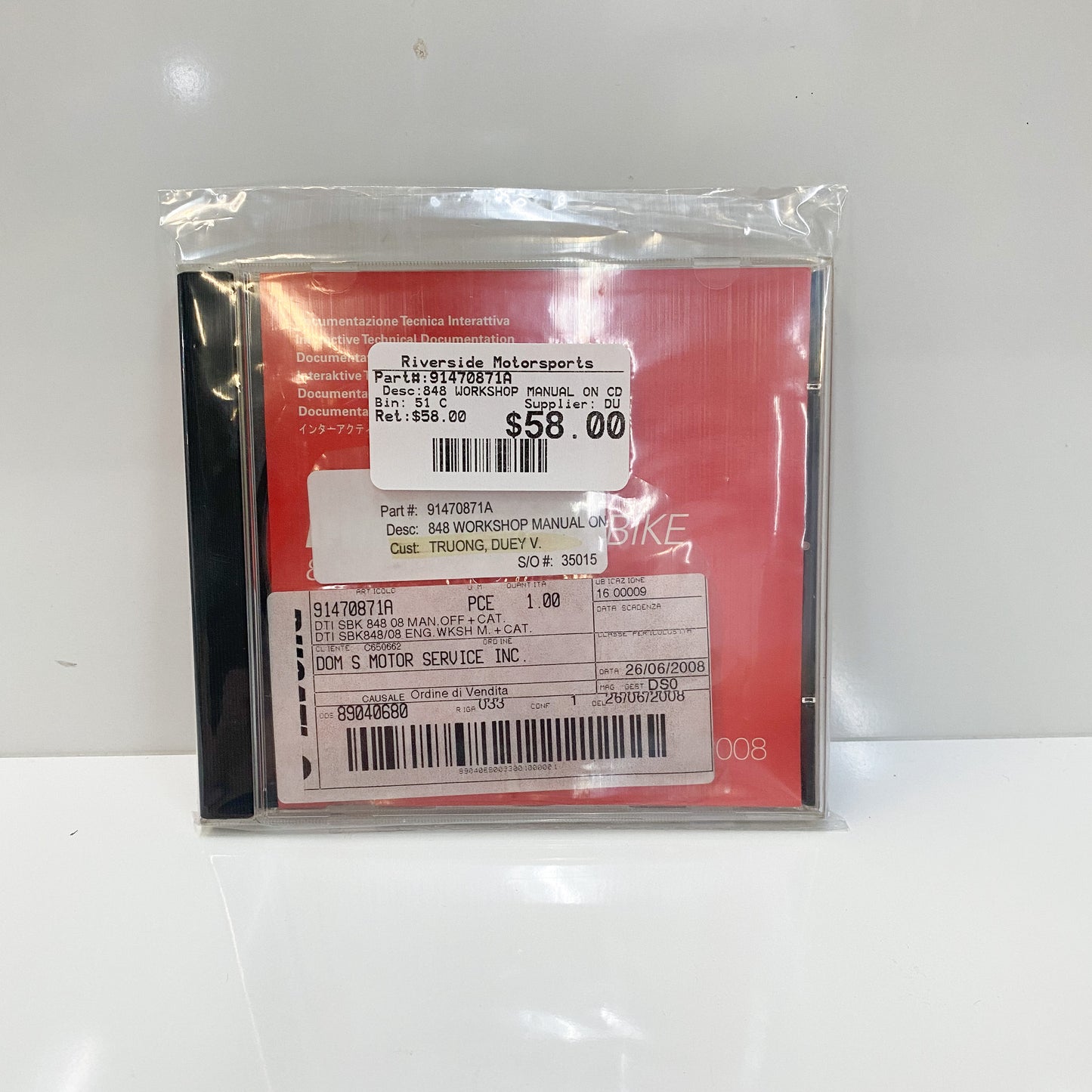Ducati SBK 848 Workshop Manual on CD 91470871A