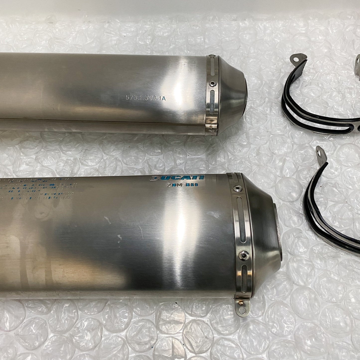 Ducati 848 EVO/848 EVO CORSE SE Stock OEM Exhaust Take-Off 57413171A & 57313171A (5)