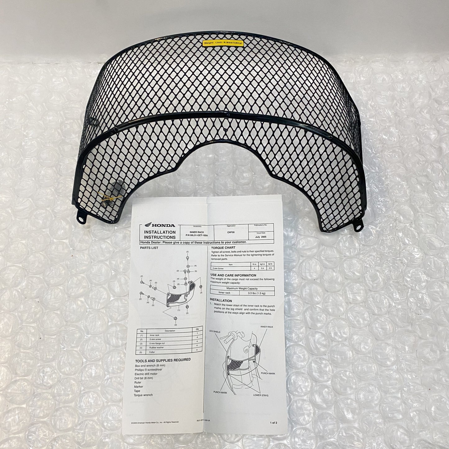 Honda Inner Basket - Black 08L51-GET-101A