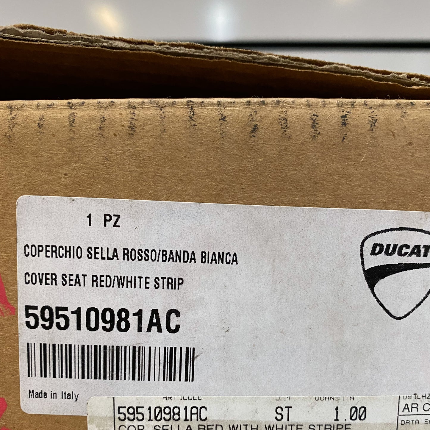 Ducati Seat Cover Red/ White Stripe M1100 EVO 59510981AC
