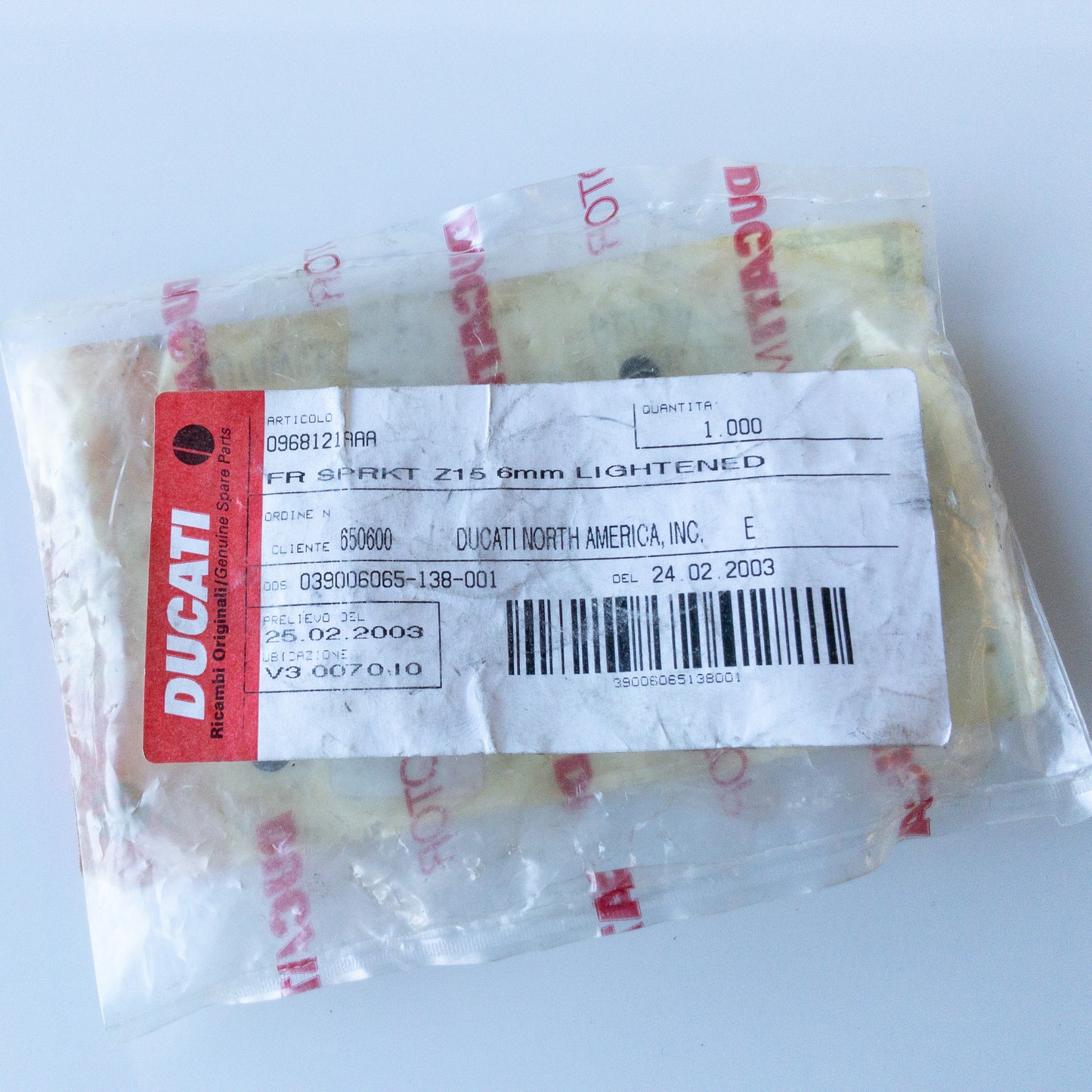 Ducati Front Sprocket Z15 6mm 520 968121AAA