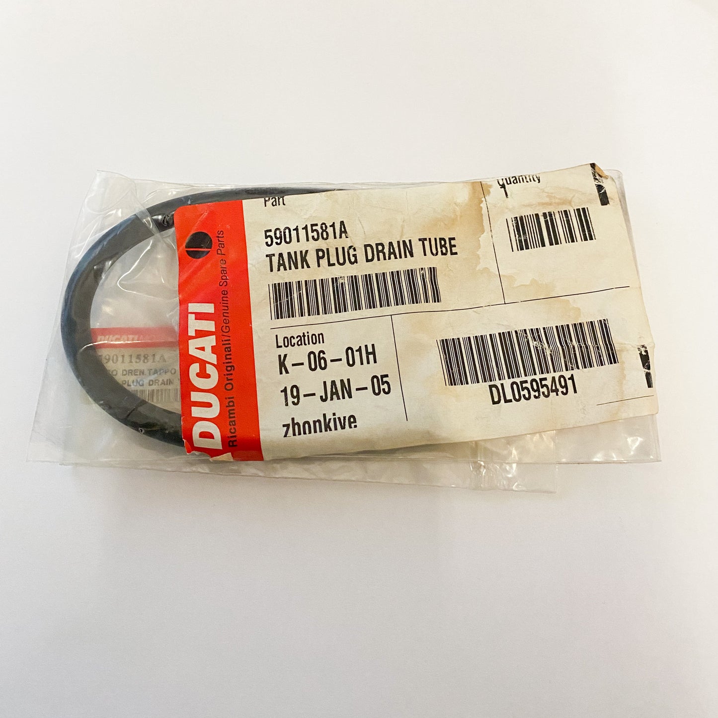DUCATI TANK PLUG DRAIN TUBE 59011581A