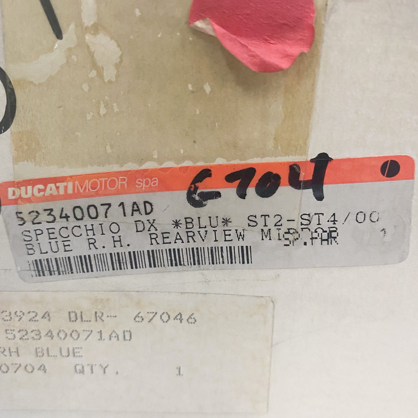 Ducati OEM R.H. Mirror Blue ST2/ ST4 52340071AD
