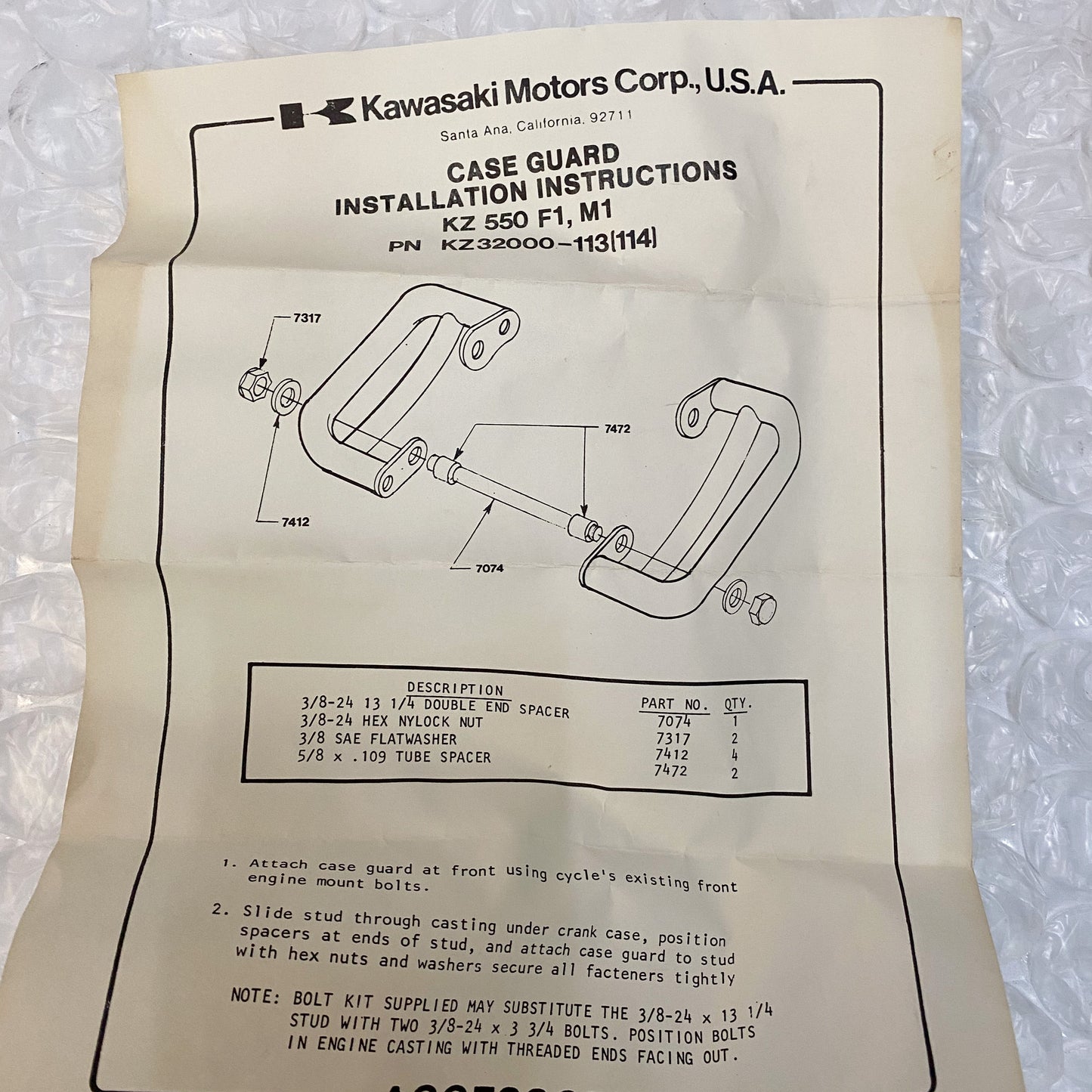 Kawasaki KZ550 Engine Case Guard Chrome K32000-114