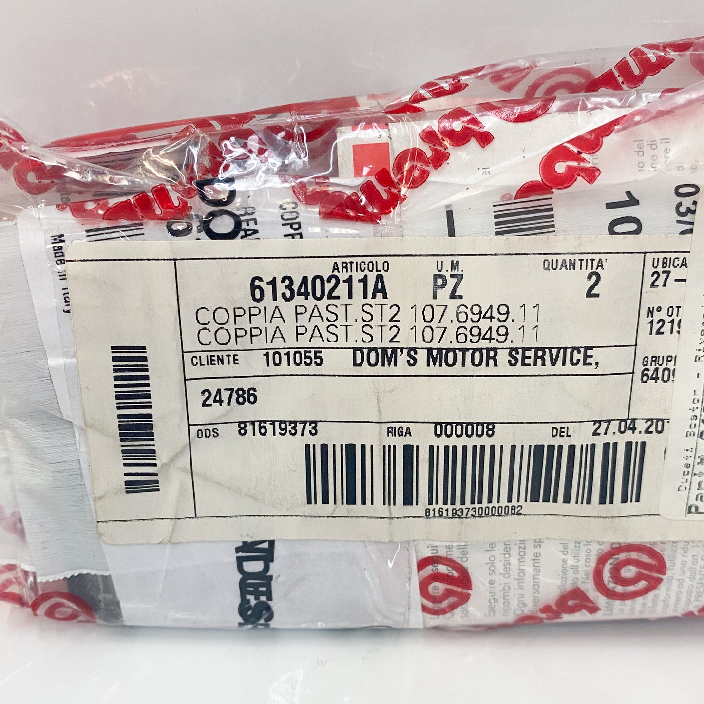 Ducati OEM Rear Brake Pads 61340211A