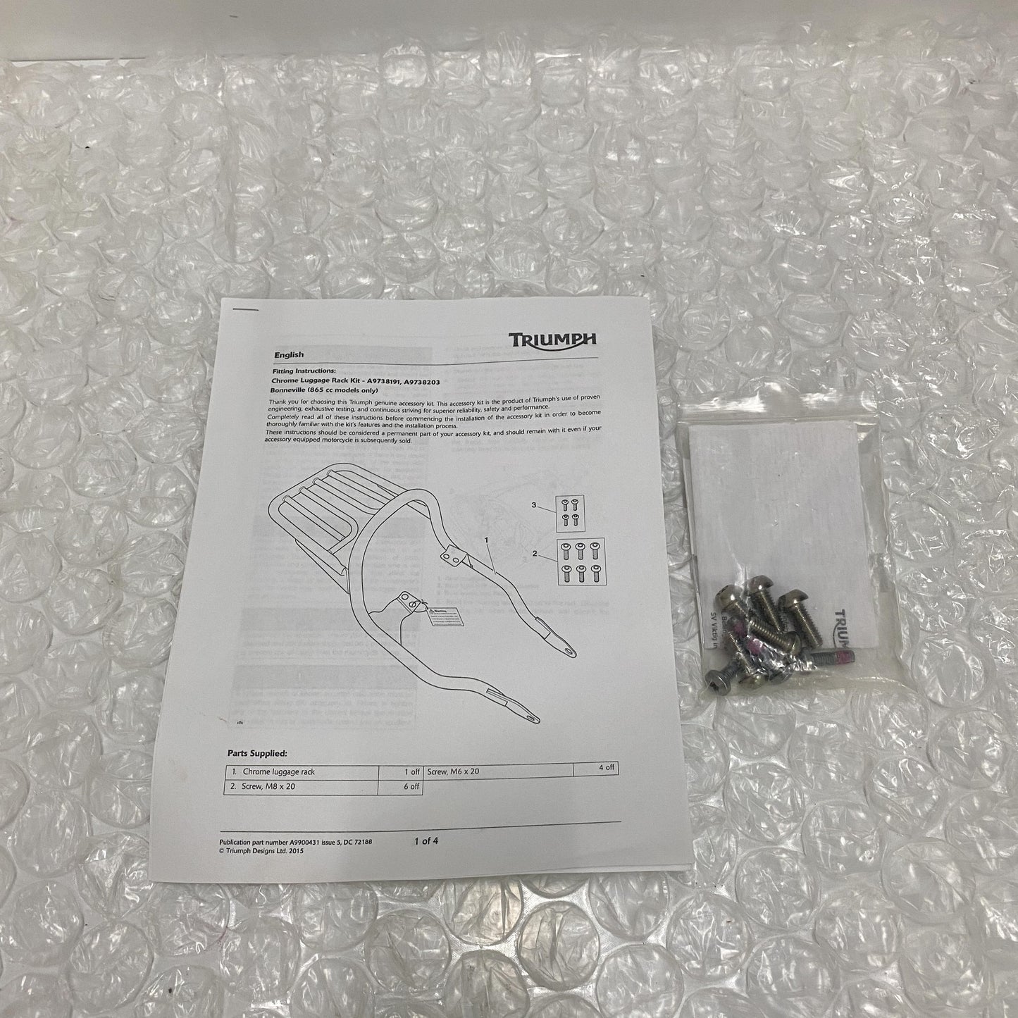 Triumph Bonneville Chrome Luggage Rack Kit A9738191 NOS