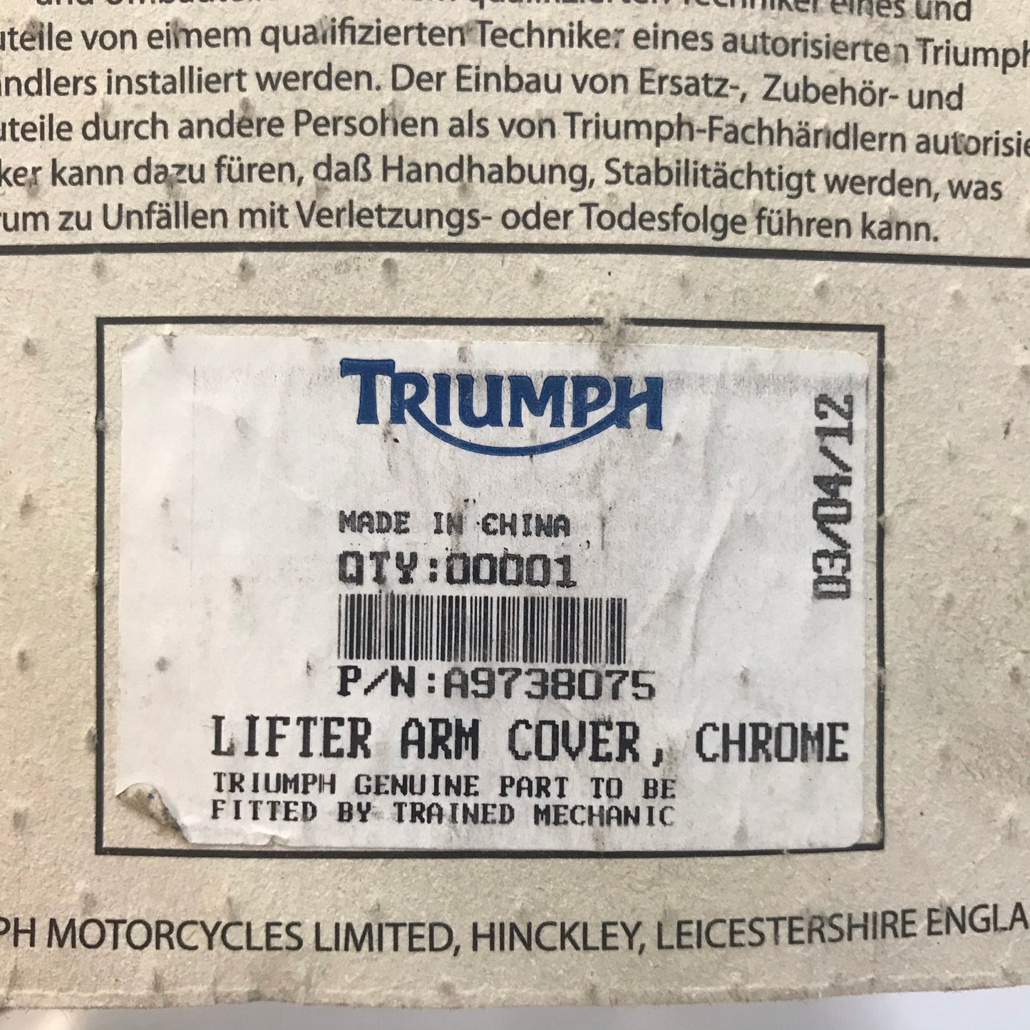 Triumph Clutch Lifter Arm, Finisher Kit A9738075