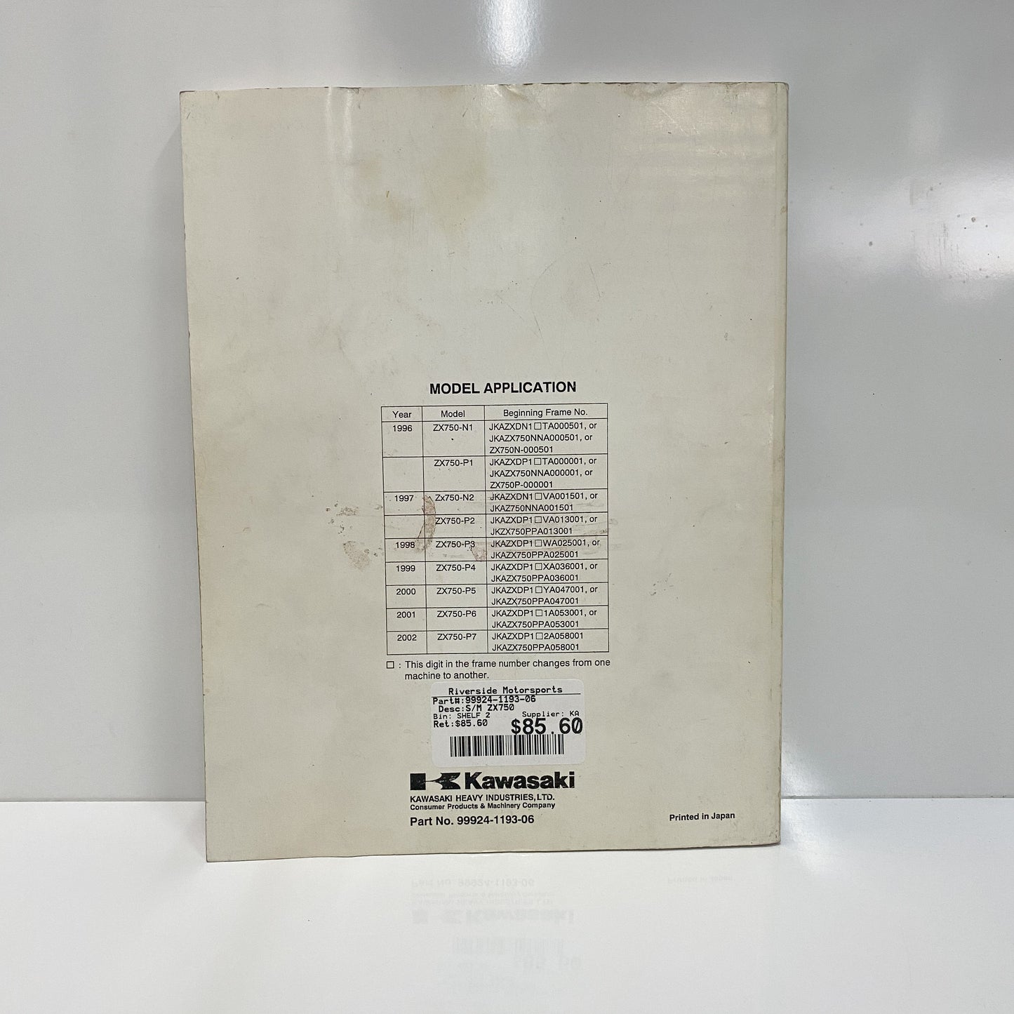 Kawasaki S/M ZX750 99924-1193-06