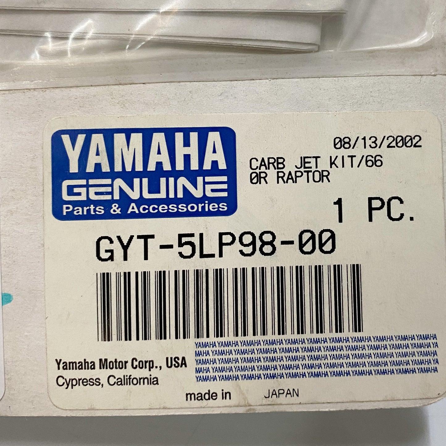 Yamaha Carb Jet Kit 660R Raptor GYT-5LP98-00