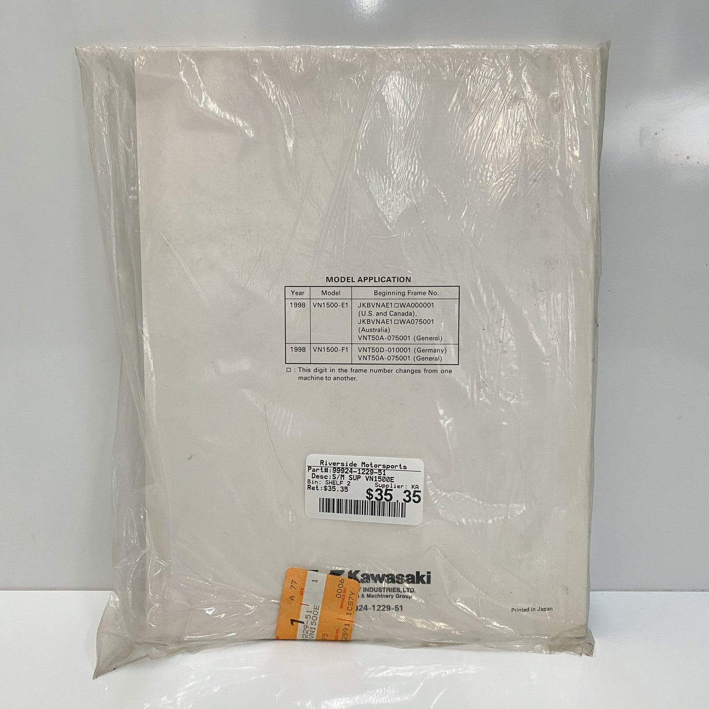 Kawasaki S/M SUPP VN1500E 99924-1229-51