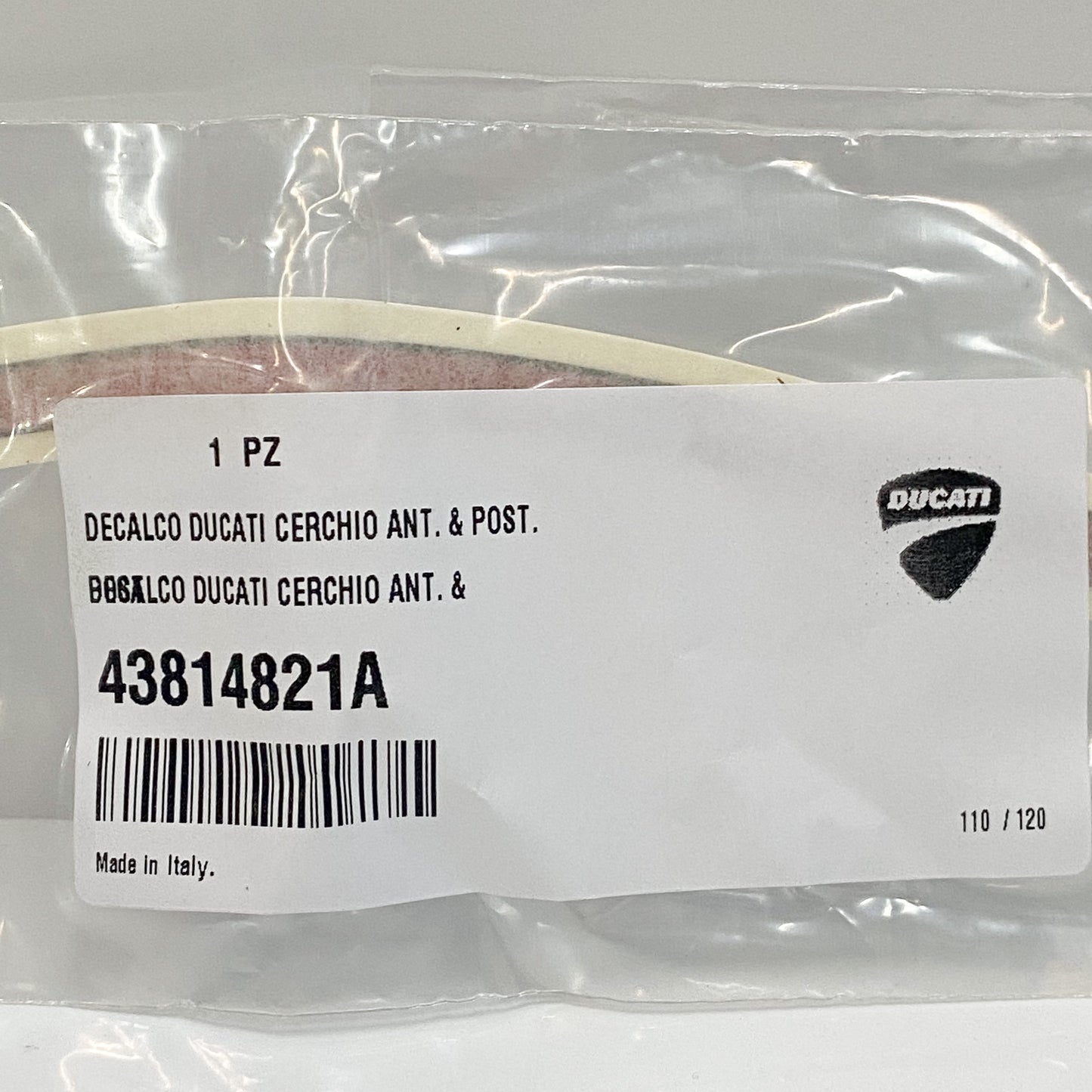 Ducati Front & Rear Rim Decal 43814821A