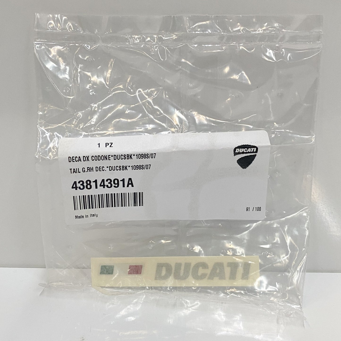 Dcuati Superbike 1098S RH Tail Decal 43814391A