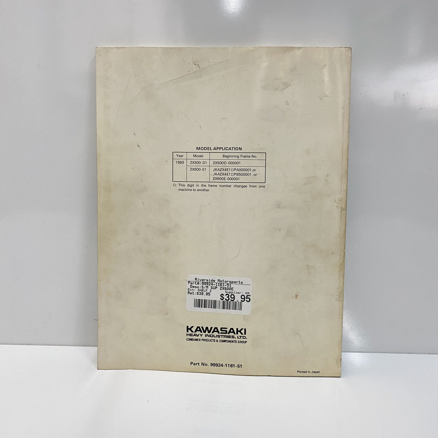 Kawasaki S/M SUPP ZX600E 99924-1161-51