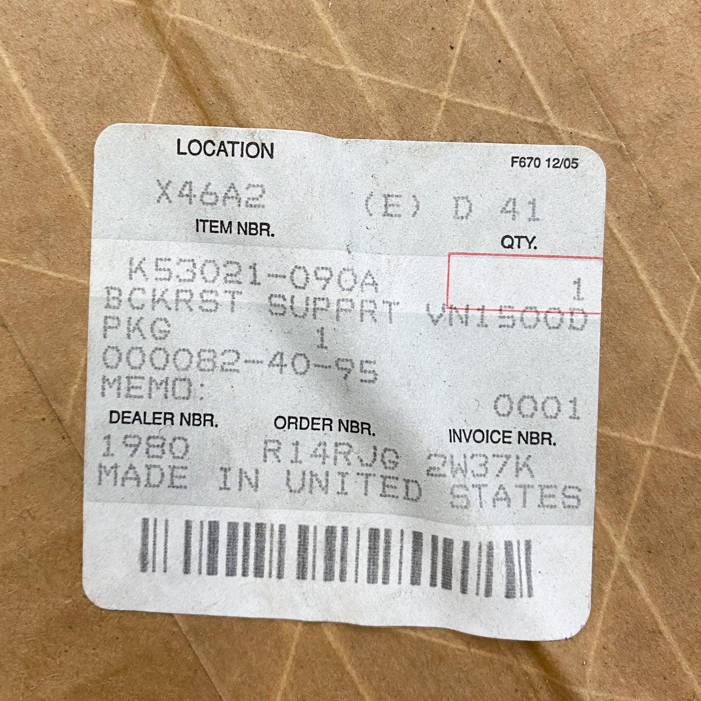 Kawasaki Vulcan 1500D Side Plates/ Backrest Support Brackets K53021-090A
