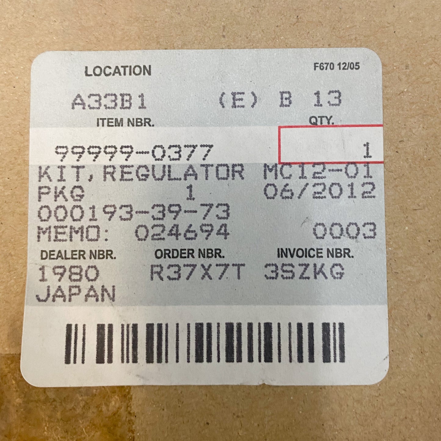 Kawasaki Kit, Regulator MC 12-01 99999-0377