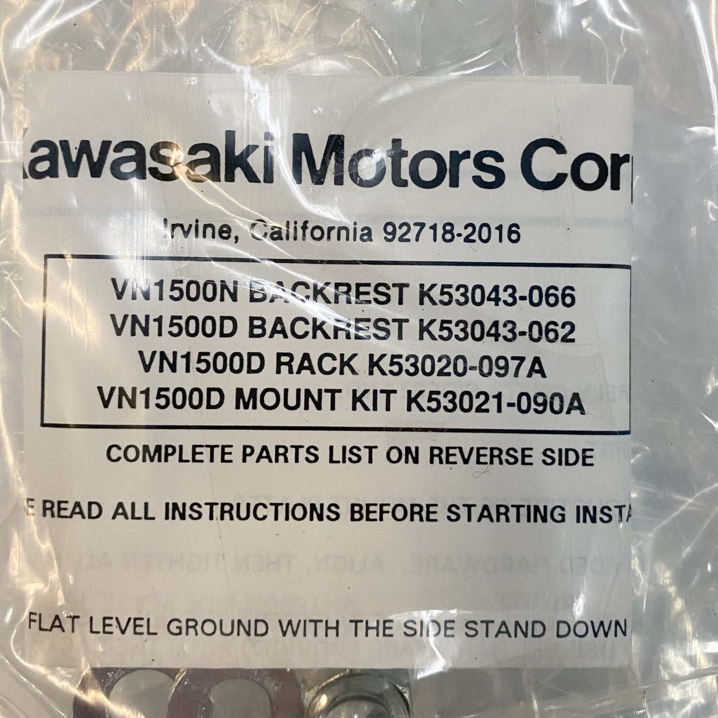 Kawasaki Vulcan 1500D Side Plates/ Backrest Support Brackets K53021-090A
