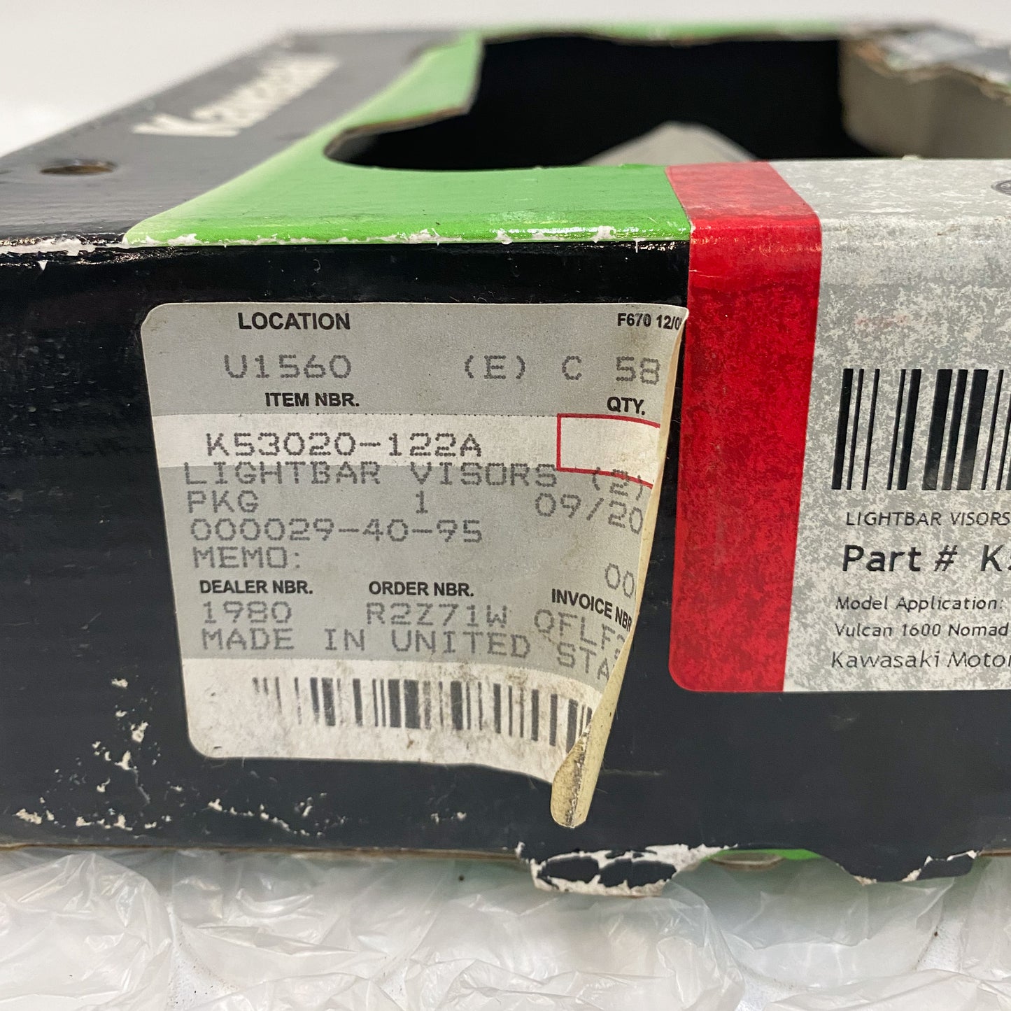 Kawasaki Vulcan 1600 Nomad LightBar Visors (2) K53020-122A