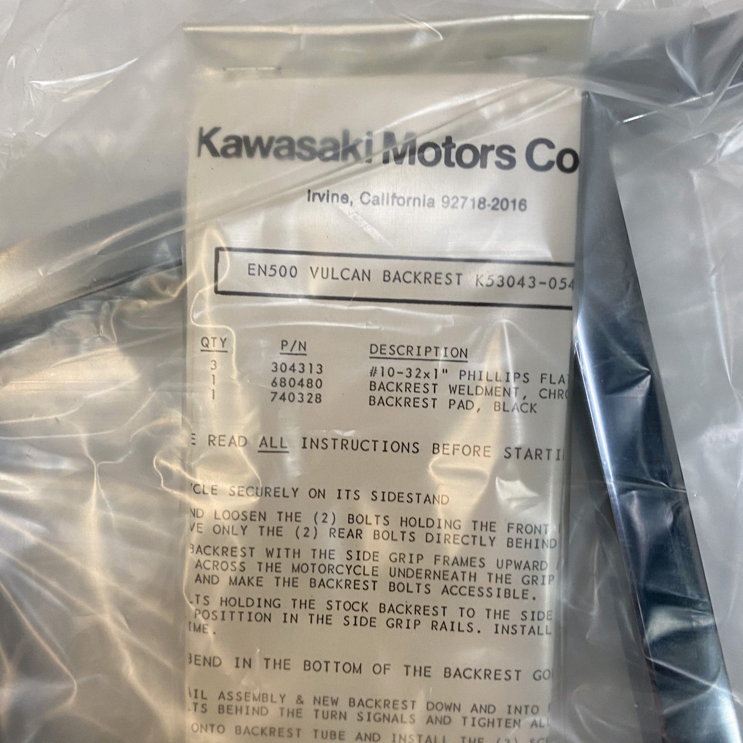 Kawasaki EN 500 Backrest K53043-054