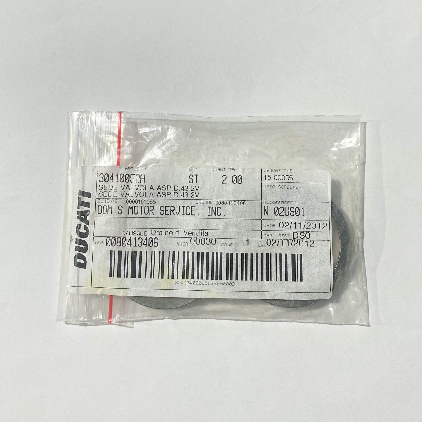 DUCATI INLET VALVE SEAT. INTAKE VALVE SEAT 30410052A