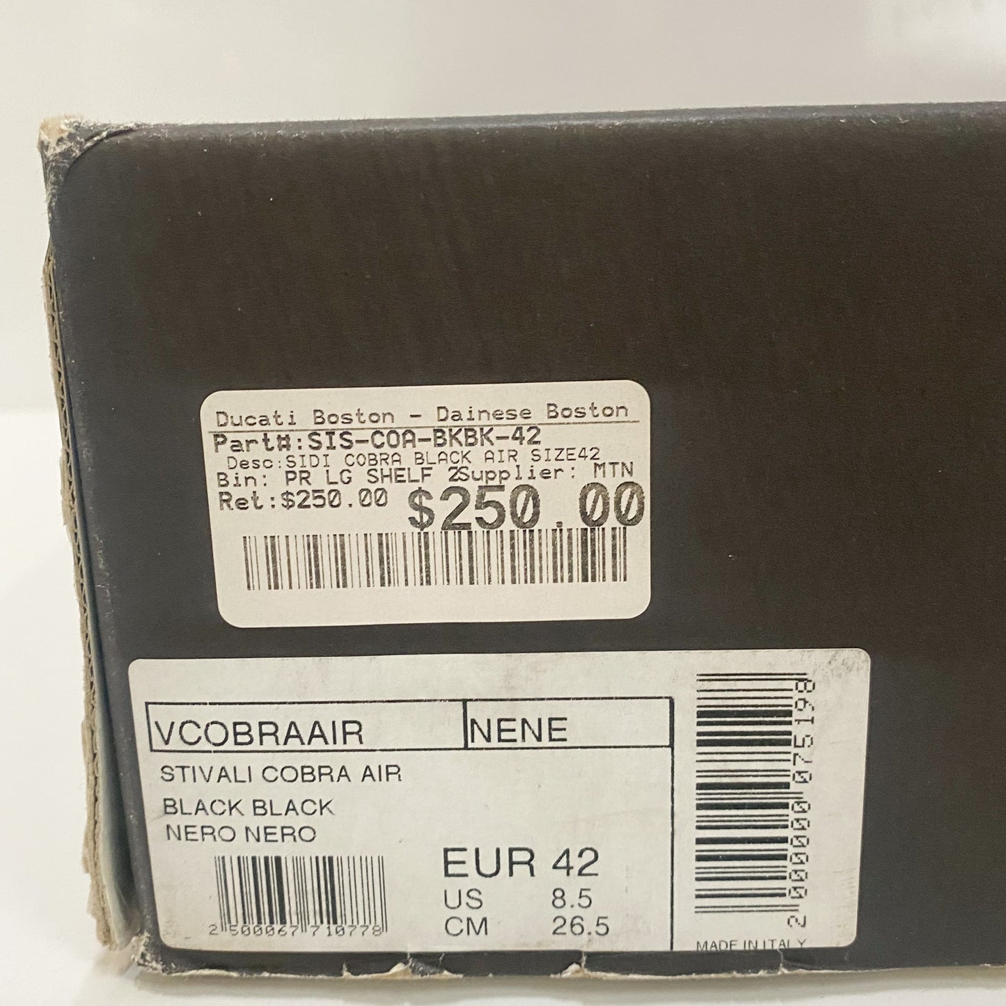 Sidi Cobra Air Motorcycle Boots Size 42 SIS-COA-BKBK-42 NOS