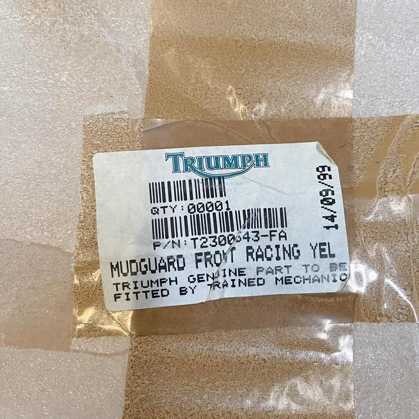 Triumph Thunderbird SPORT Front Mudguard, Racing Yellow T2300643-FA NOS