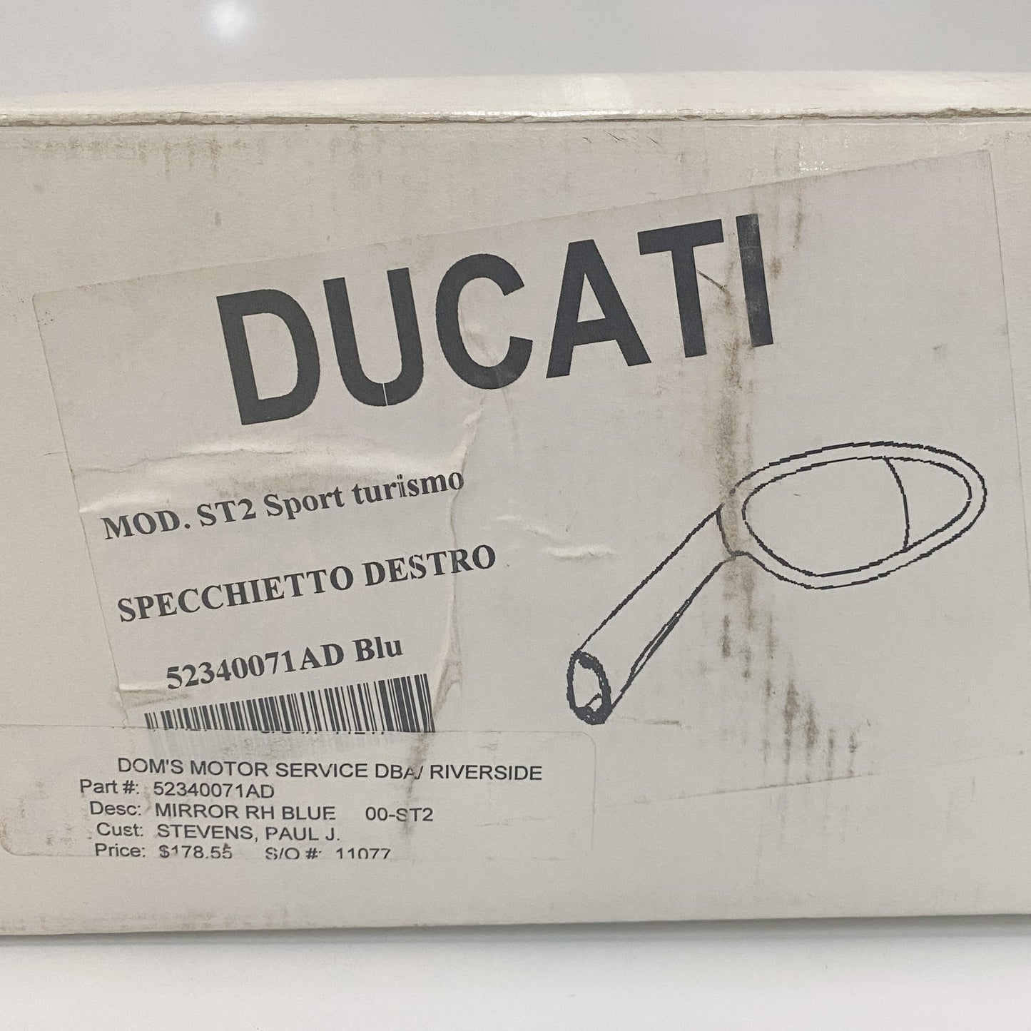Ducati OEM R.H. Mirror Blue ST2/ ST4 52340071AD