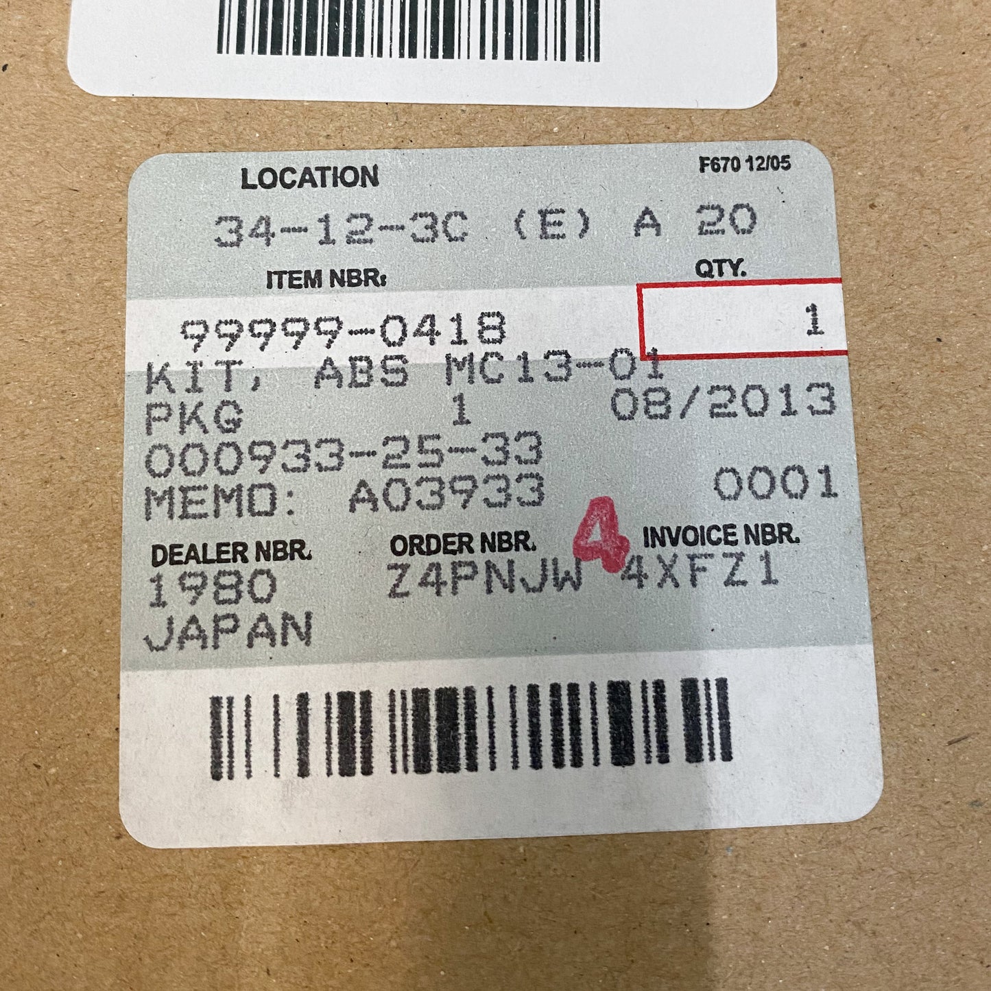 Kawasaki Kit, ABS MC 13-01 99999-0418