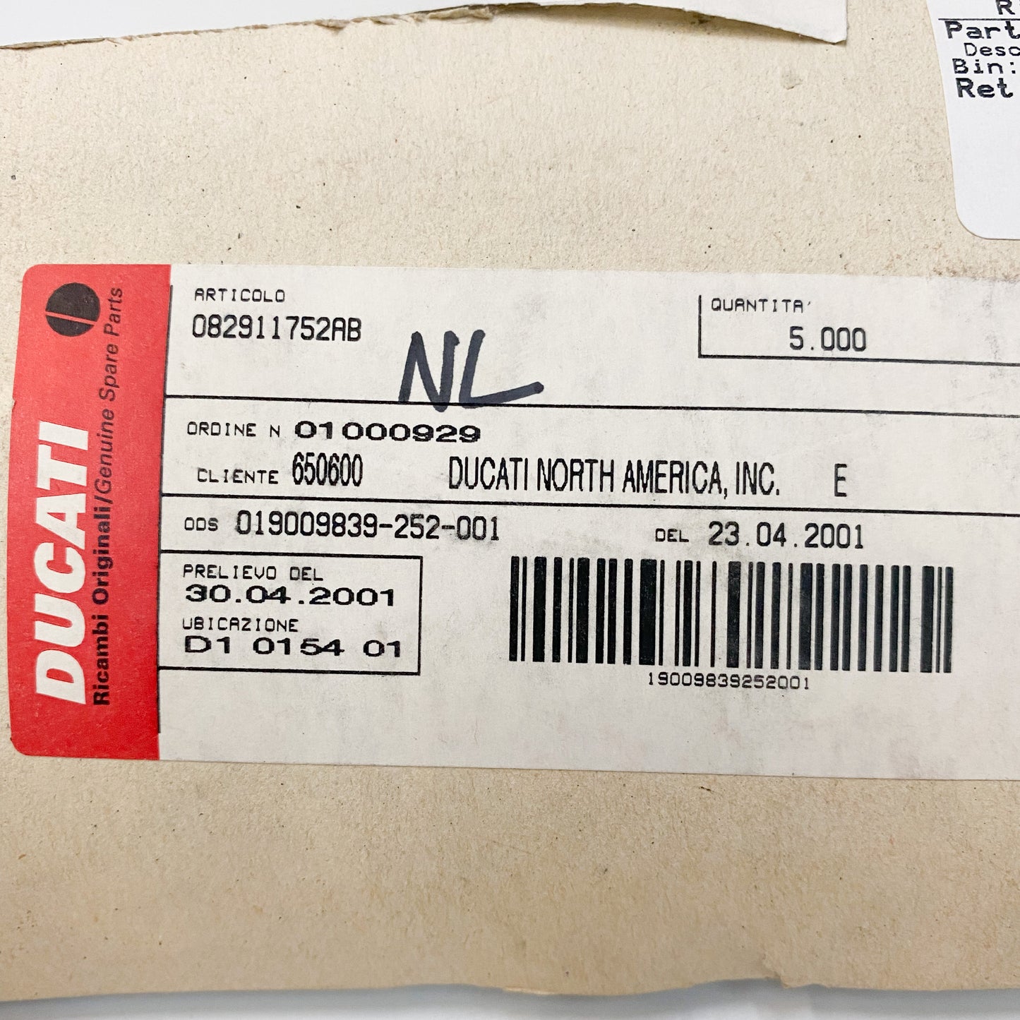 Ducati OEM Left Driving Mirror Holder 82911752AB