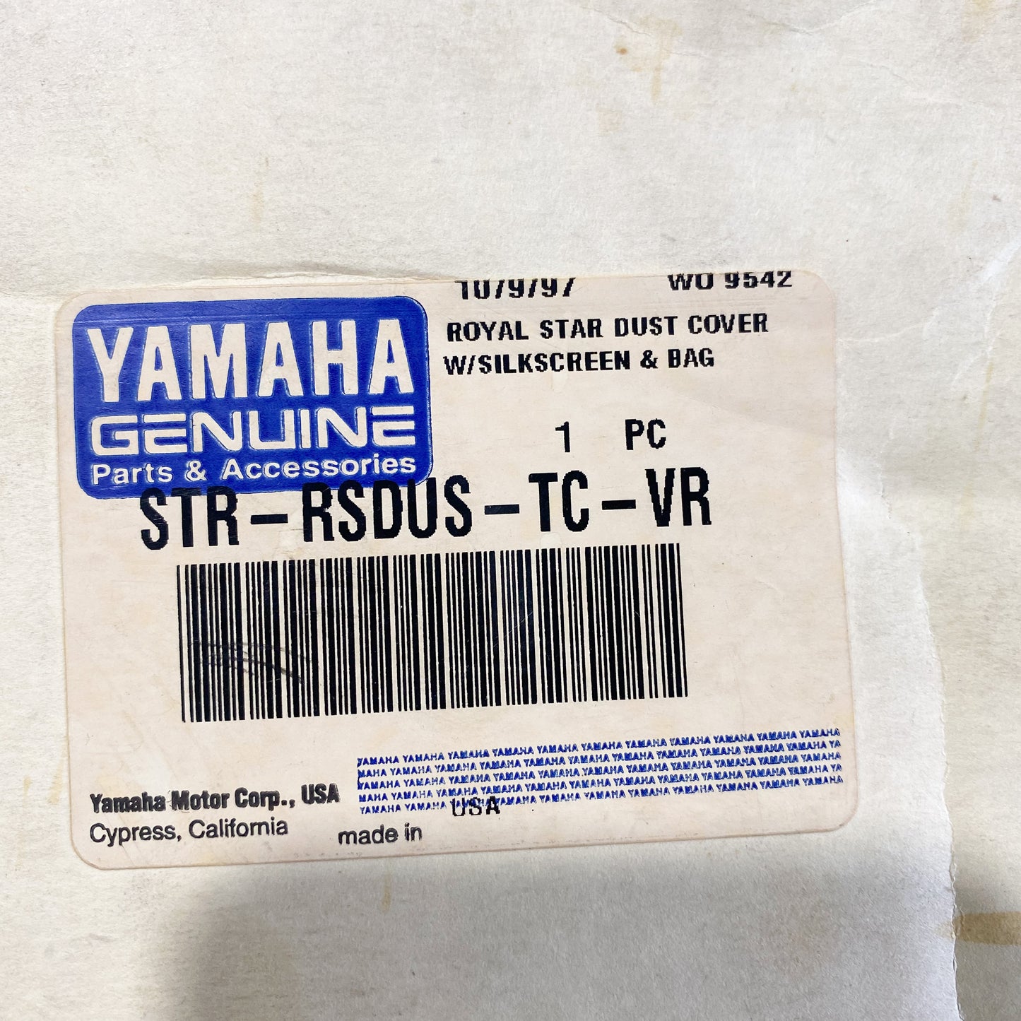 Yamaha Road Star /Royal Star White Dust Cover STR-4WMDS-TC-VR NOS