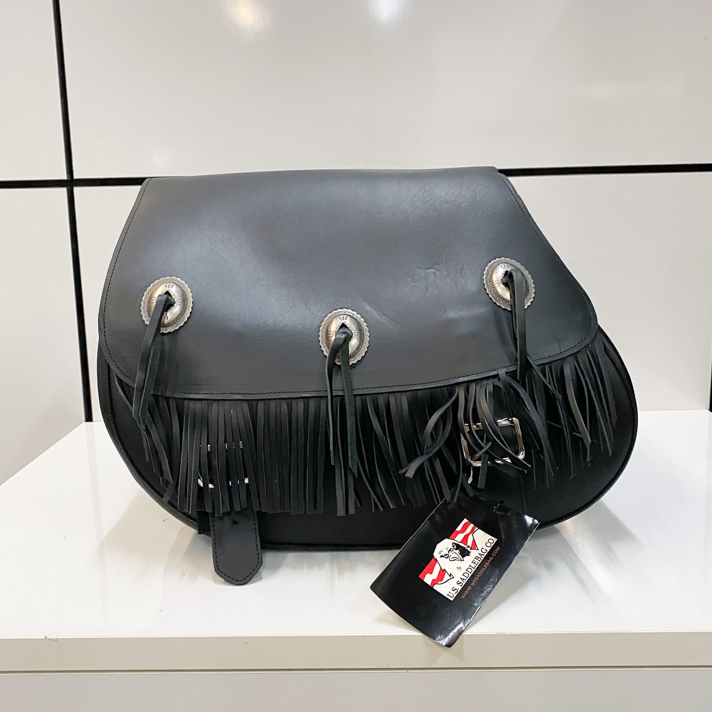 US. Saddlebag Co. Fringe Leather Saddlebags