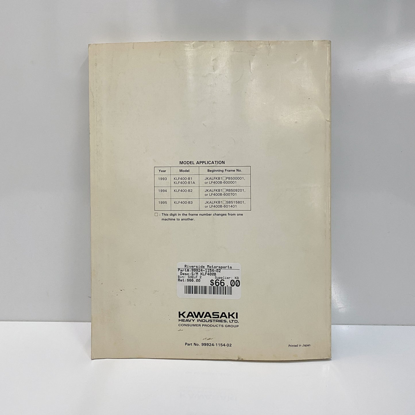 Kawasaki S/M KLF400B 99924-1154-02