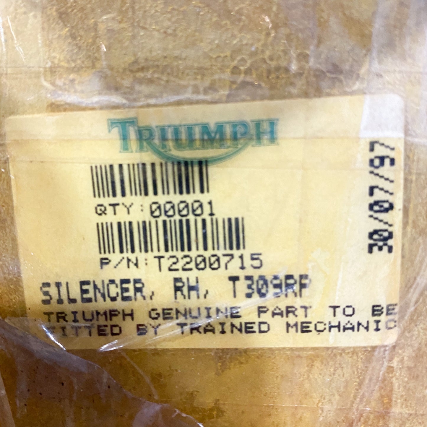Triumph Silencer, RH T309RP T2200715 NOS