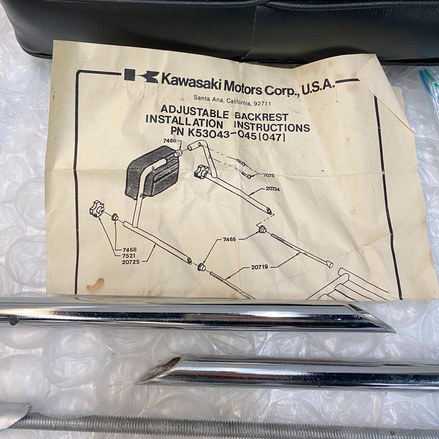 Kawasaki Adjustable Backrest K53043-047 NOS