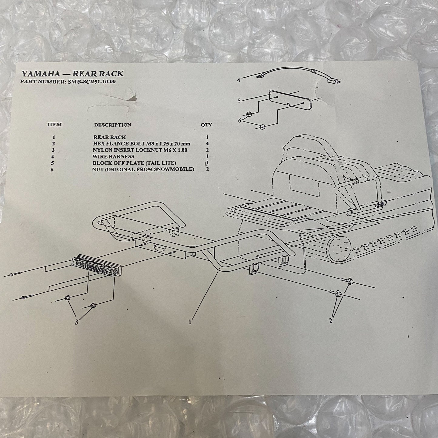 Yamaha Snowmobile Rear Rack/ Rear Bumper Comp. 8CW-77540-00-00
