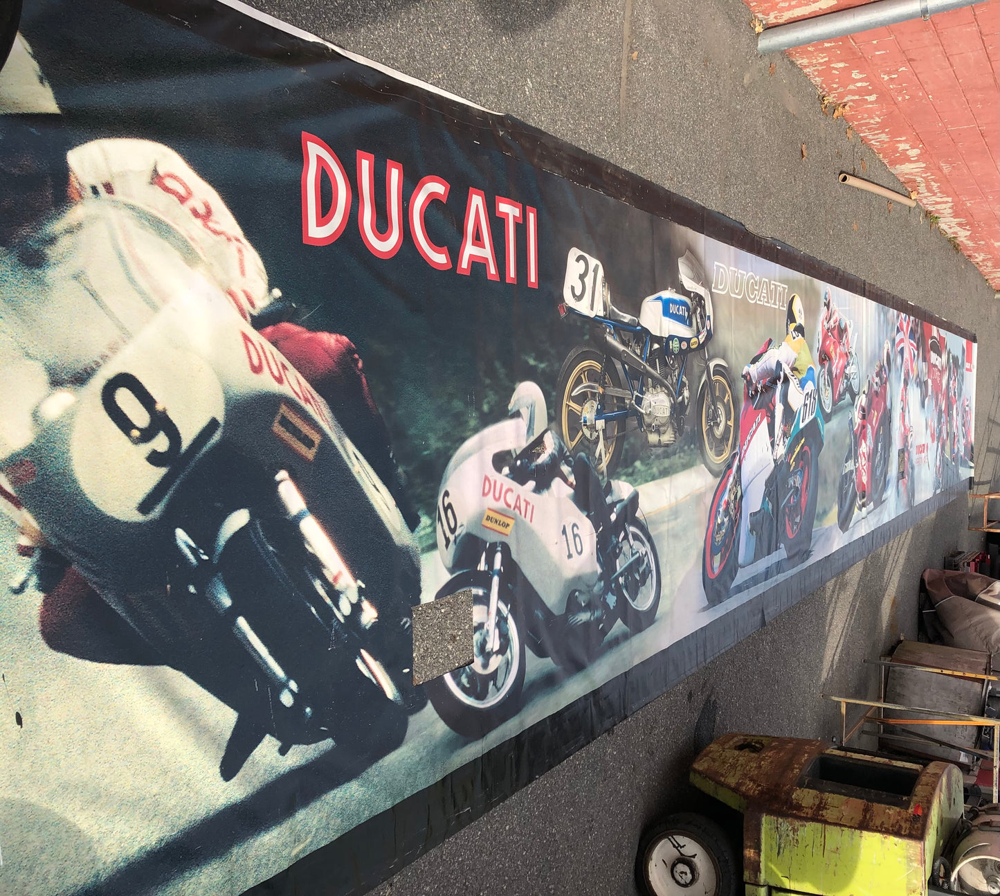 Ducati Dealer Wall Banner 1 Of 1 Made - 43 FT Long by 6FT 9 Inch High - High Res. Color with Signature
