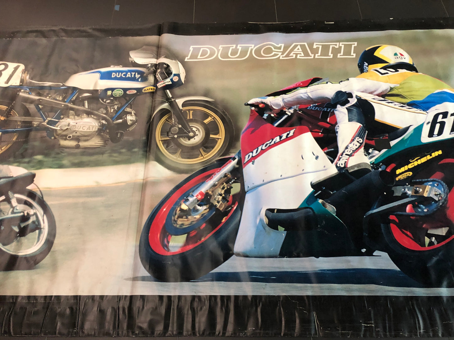 Ducati Dealer Wall Banner 1 Of 1 Made - 43 FT Long by 6FT 9 Inch High - High Res. Color with Signature