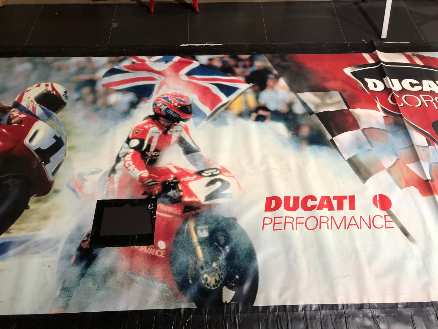 Ducati Dealer Wall Banner 1 Of 1 Made - 43 FT Long by 6FT 9 Inch High - High Res. Color with Signature