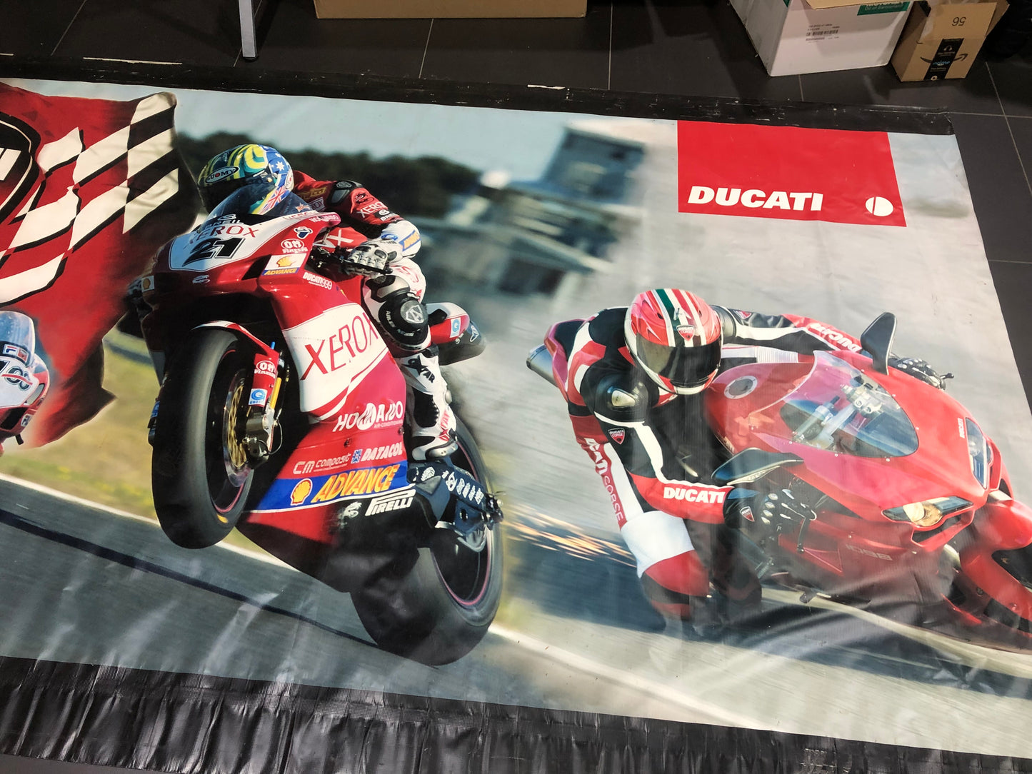 Ducati Dealer Wall Banner 1 Of 1 Made - 43 FT Long by 6FT 9 Inch High - High Res. Color with Signature
