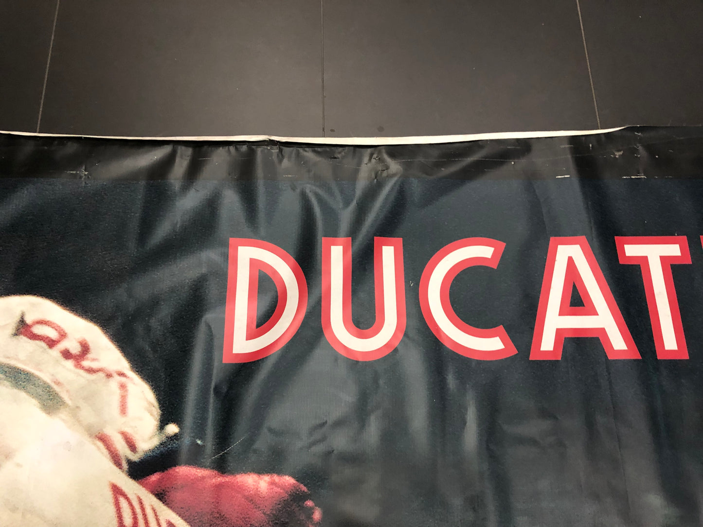 Ducati Dealer Wall Banner 1 Of 1 Made - 43 FT Long by 6FT 9 Inch High - High Res. Color with Signature