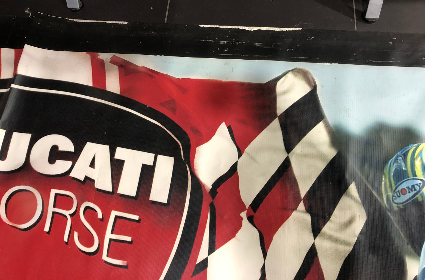 Ducati Dealer Wall Banner 1 Of 1 Made - 43 FT Long by 6FT 9 Inch High - High Res. Color with Signature